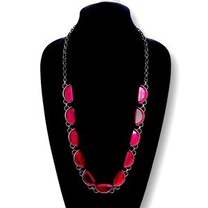 COLDWATER CREEK | Magenta Crescent Crystal Statement Necklace | NWT